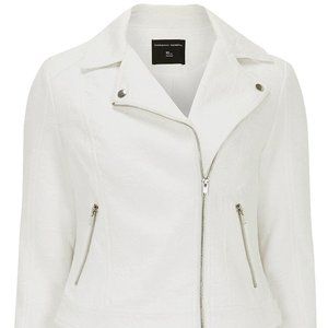 Dorothy Perkins white floral jacquard moto jacket UK8 US2